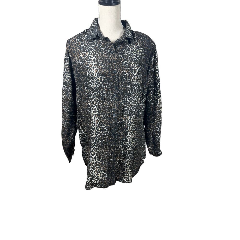Jeri Marque New York 100% Silk Cheetah Print Women’s Blouse, size M Pre-Loved! - Picture 2 of 8